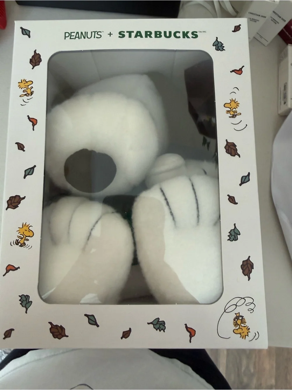 Starbucks Snoopy Plush Dog Toy in White, Black & Green
